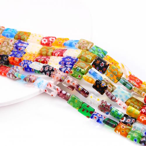 Handgemaakte Lampwork Beads, Rechthoek, DIY & verschillende grootte voor keus, gemengde kleuren, Verkocht door Strand