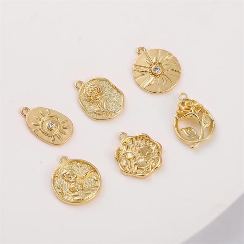 Brass Jewelry Pendants plated DIY & with rhinestone golden nickel lead & cadmium free Sold By PC