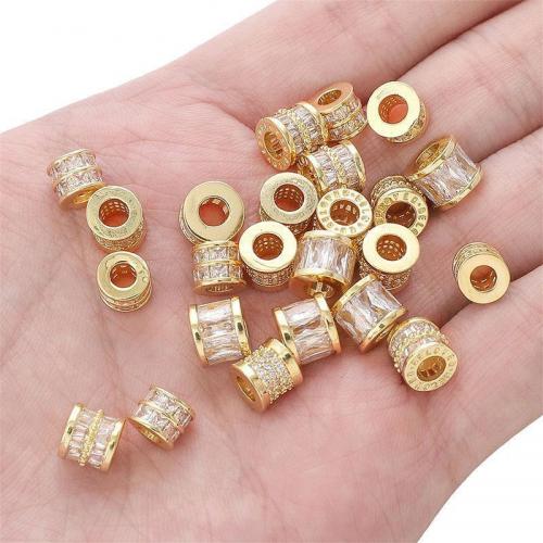 Grânulos de espaçador latão, cobre, Coluna, banhado, DIY & tamanho diferente para a escolha & com strass, dourado, níquel, chumbo e cádmio livre, vendido por PC