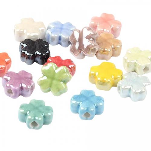 Perles bijoux en porcelaine, fleur, DIY, plus de couleurs à choisir, 12x12x5.50mm, Trou:Environ 2mm, 30PC/brin, Vendu par brin