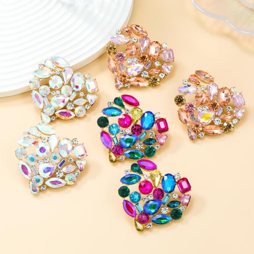 Zinc Alloy Stud Earring Heart fashion jewelry & for woman & with rhinestone nickel lead & cadmium free Sold By Pair