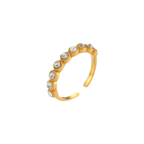 Cubic Zirconia rustfrit stål fingre Ringe, 304 rustfrit stål, mode smykker & Micro Pave cubic zirconia & for kvinde, guld, nikkel, bly & cadmium fri, wide:3.3mm, Solgt af PC