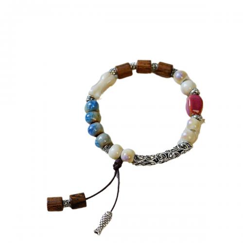 Pulsera de Porcelana, con Cordón de cera & aleación de zinc, hecho a mano, unisexo & diferentes estilos para la opción, más colores para la opción, longitud aproximado 14-18 cm, Vendido por UD