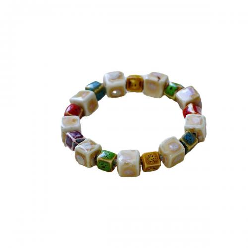 Pulsera de Porcelana, con Hilo elástico, hecho a mano, para mujer, multicolor, longitud aproximado 15 cm, Vendido por UD