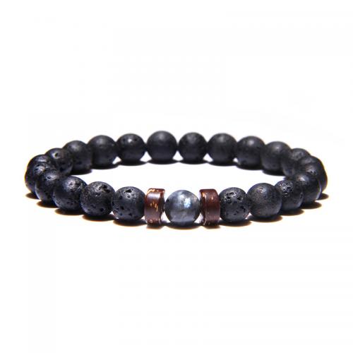 Gemstone Bracelets Black Stone with Gemstone fashion jewelry & Unisex 8mm Length Approx 19 cm Sold By PC