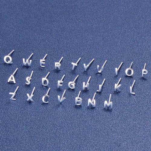 925スターリングシルバー スタッドイヤリング, アルファベット文字, 異なるスタイルを選択 & 女性用, earring length 2-8mm, 売り手 ペア