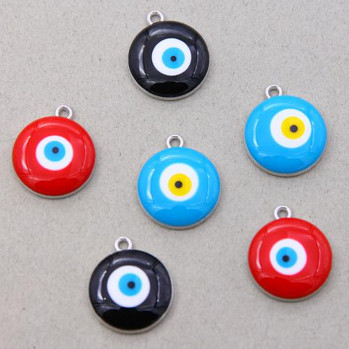 Evil Eye Pakabukai, Cinko lydinys, Butas Round, sidabro spalva padengtas, Bižuterijos & Pasidaryk pats & emalė, daugiau spalvų pasirinkimas, nikelio, švino ir kadmio nemokamai, 18mm, Apytiksliai 100kompiuteriai/Krepšys, Pardavė Krepšys