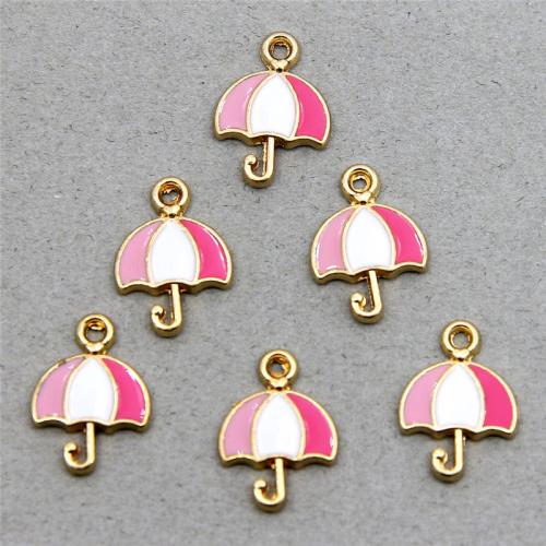 Zinc Alloy émail Pendants, alliage de zinc, parapluie, Placage de couleur d'or, bijoux de mode & DIY, couleurs mélangées, protéger l'environnement, sans nickel, plomb et cadmium, 16x12x2mm, Environ 100PC/sac, Vendu par sac