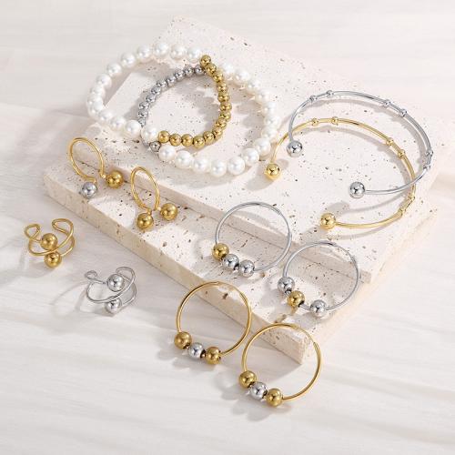 Set di gioielli in acciaio inox, bracciale bangle & anello dito & Bracciale & orecchino, 304 acciaio inox, gioielli di moda & stili diversi per la scelta & per la donna, nessuno, Venduto da PC