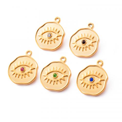 Evil Eye Hangers, 304 roestvrij staal, gold plated, DIY & met strass, meer kleuren voor de keuze, 16x19mm, 5pC's/Bag, Verkocht door Bag