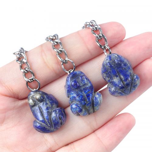 Sleutelhanger, Lapis Lazuli, met Ijzer, Kikker, mode sieraden, blauw, Verkocht door PC