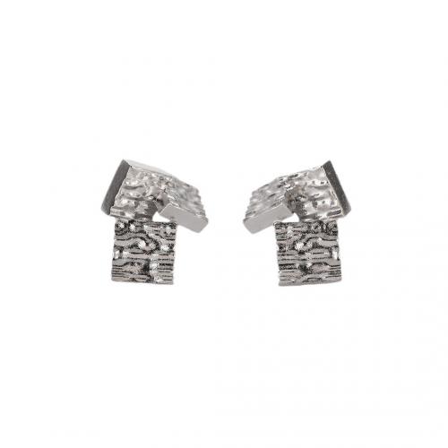 Mässing Stud Örhänge, plated, för kvinna, silver, 19x15.50mm, Säljs av Par