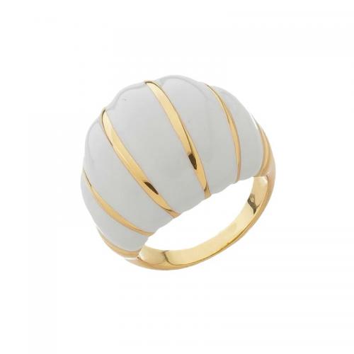 Anillo de dedo de latón, metal, chapado, para mujer & esmalte, dorado, tamaño:7, Vendido por UD