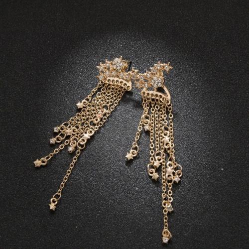 Fashion Fringe Oorbellen, Zinc Alloy, met Bergkristal, mode sieraden & voor vrouw & met strass, meer kleuren voor de keuze, nikkel, lood en cadmium vrij, 93mm, Verkocht door pair