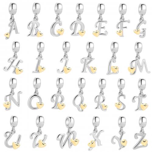 Argent sterling 925 Pendentifs European, Lettre d’alphabet, Placage, DIY & styles différents pour le choix, 10x22mm, Vendu par PC