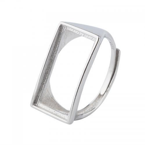 Bague réglable en argent 925 , Argent sterling 925, rectangle, DIY & normes différentes pour le choix, Taille:7-10, Vendu par PC