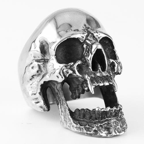 316 Stainless Steel Fingerring, Skull, poleret, Vintage & forskellig størrelse for valg & for mennesket, Hole:Ca. 1mm, Størrelse:7-14.5, Solgt af PC