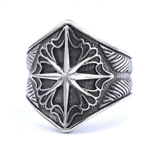 316 Roestvrij staal Finger Ring, Acht Point Star, plated, Vintage & uniseks & verschillende grootte voor keus, meer kleuren voor de keuze, Gat:Ca 3.2mm, Maat:7-14.5, Verkocht door PC