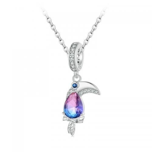 Kubieke Zircon Micro effenen Sterling zilveren ketting, 925 sterling zilver, Vogel, mode sieraden & micro pave zirconia & voor vrouw, nikkel, lood en cadmium vrij, Lengte Ca 45 cm, Verkocht door PC