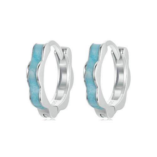 925 Sterling Silver Hoop Earrings fashion jewelry & for woman & enamel nickel lead & cadmium free Sold By Pair