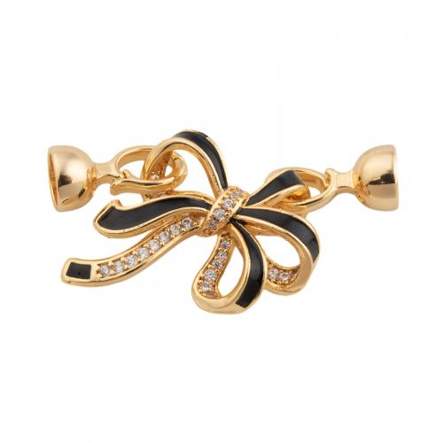 النتائج سوار النحاس, BOWKNOT, 14K مطلية بالذهب, ديي & الصغرى تمهيد زركون, النيكل والرصاص والكادميوم الحرة, 25.50x38x6.50mm, حفرة:تقريبا 1mm, تباع بواسطة PC