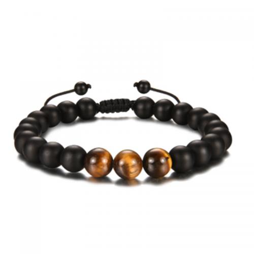 Glass Beads Bracelet with Tiger Eye & Zinc Alloy handmade fashion jewelry & Unisex & adjustable Length Approx 16-28 cm Sold By PC