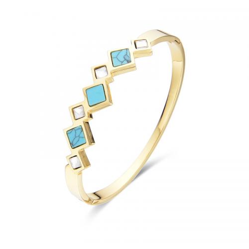 Bracelet en acier inoxydable, Acier inoxydable 304, avec turquoise, bijoux de mode & pour femme & avec strass, plus de couleurs à choisir, Diamètre intérieur:Environ 61x51mm, Vendu par PC