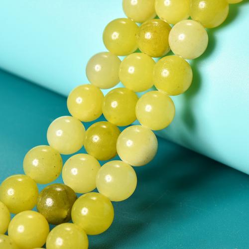 Perles en jade, jade de citron, Rond, DIY & normes différentes pour le choix, Jaune, Vendu par brin