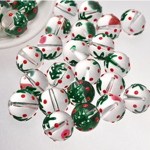 Christmas Lampwork Beads Round DIY & enamel 12mm Sold By Bag