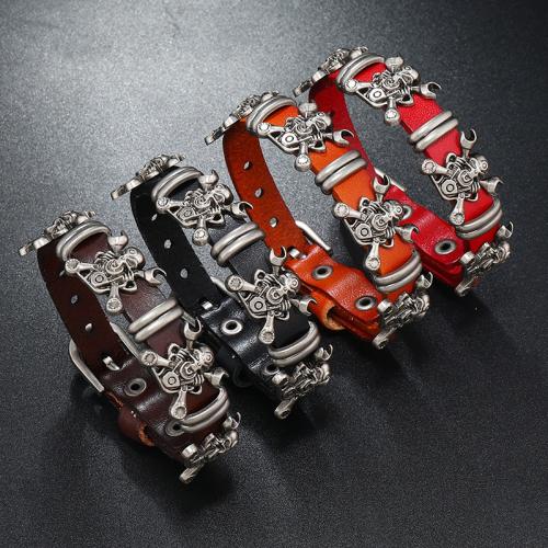 Lederband Armband, Kunstleder, mit Zinklegierung, plattiert, Modeschmuck & unisex, keine, frei von Nickel, Blei & Kadmium, wide:1cm, Länge ca. 24 cm, verkauft von PC