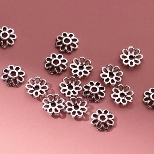 925 Sterling Silver Bead Cap petals Antique finish DIY original color 7mm Sold By PC