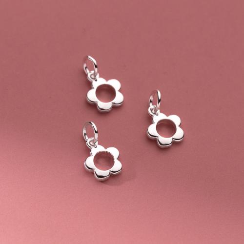 925 Sterling hopea riipus, 925 Sterling Silver, Terälehtiä, päällystetty, tee-se-itse, hopea, 6x1.40mm, Myymät PC