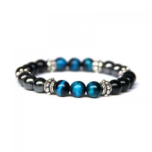 Edelsteen armbanden, Black Stone, met Edelsteen, mode sieraden & uniseks, meer kleuren voor de keuze, 8mm, Lengte Ca 19 cm, Verkocht door PC