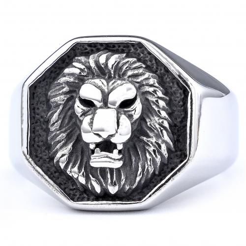 Acier inoxydable 316 bague, lion, Placage, Vintage & normes différentes pour le choix & pour homme & noircir, plus de couleurs à choisir, Taille:7-14.5, Vendu par PC