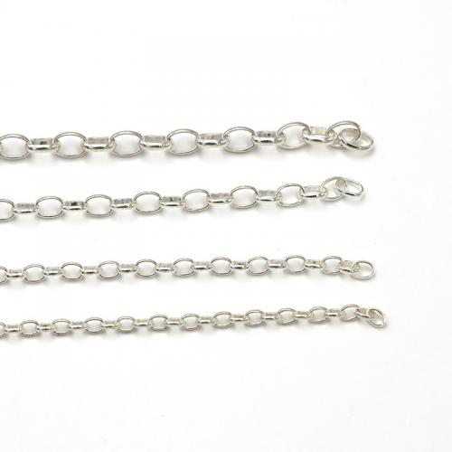 Chaînes en argent sterling, argent sterling 925, poli, DIY & normes différentes pour le choix & chaîne ovale, Vendu par sol