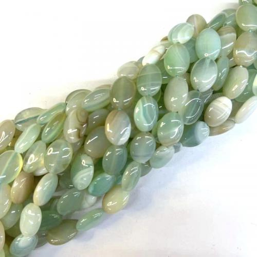 Natuurlijke Lace Agaat kralen, Plat Ovaal, gepolijst, DIY, groen, 10x14mm, Per verkocht Ca 38 cm Strand