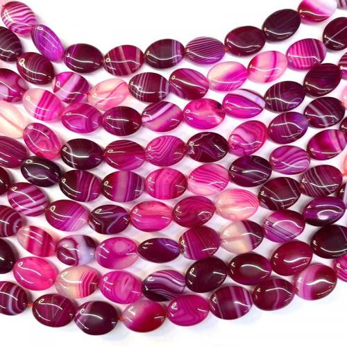 Φυσικό χάντρες Agate Lace, δαντέλα αχάτη, Επίπεδη οβάλ, γυαλισμένο, DIY, φωτεινά ρόδινα κόκκινο, 10x14mm, Sold Per Περίπου 38 cm Strand