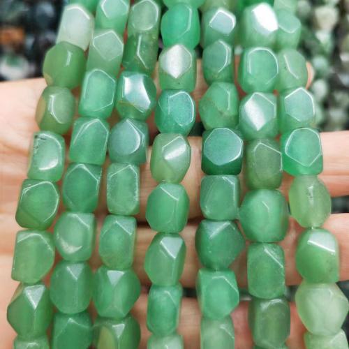 Perle agate verte naturelle, pepite, poli, DIY, vert, 8x11mm, Environ 32PC/brin, Vendu par brin