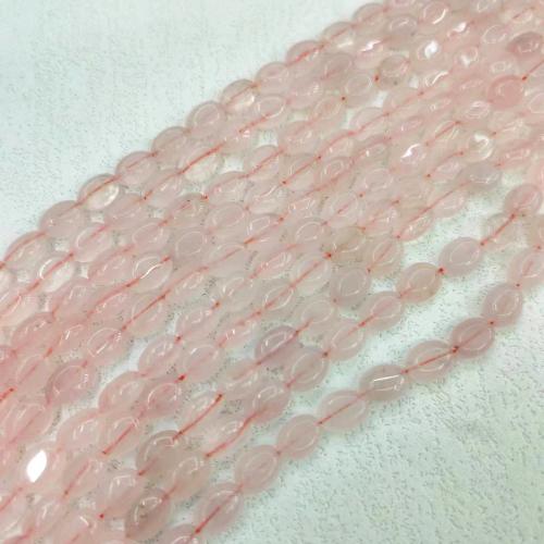 Perles Quartz Rose naturel, ovale, poli, DIY, rose, 6x8mm, Environ 43PC/brin, Vendu par brin