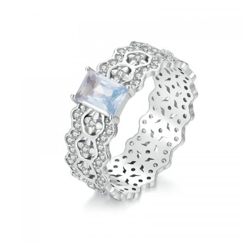 Zircon cubique Micro Pave Sterling Silver Rings, Argent sterling 925, avec cristal, bijoux de mode & normes différentes pour le choix & pavé de micro zircon & pour femme, protéger l'environnement, sans nickel, plomb et cadmium, Vendu par PC