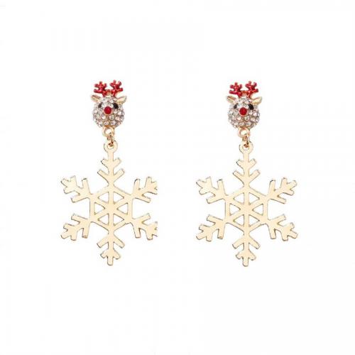 Zinc Alloy Øreringe, Snowflake, forgyldt, mode smykker & for kvinde & med rhinestone, nikkel, bly & cadmium fri, 41x42mm, Solgt af par