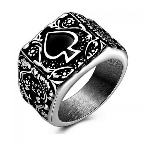 Bague en acier inoxydable, Acier inoxydable 304, Poker, bijoux de mode & normes différentes pour le choix & pour homme, argent, Vendu par PC