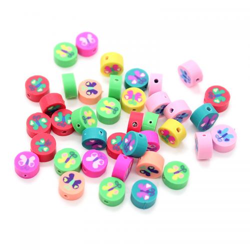 Polymer lerperler, Polymer Clay, Runde, du kan DIY, blandede farver, 10x12x4.50mm, 1000pc'er/Bag, Solgt af Bag