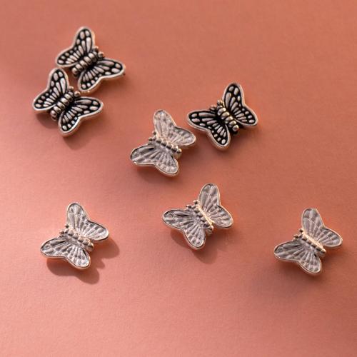 Srebrne koraliki 925, Srebro 925, Motyl, DIY, dostępnych więcej kolorów, 10x8x3mm, otwór:około 1.2mm, sprzedane przez PC