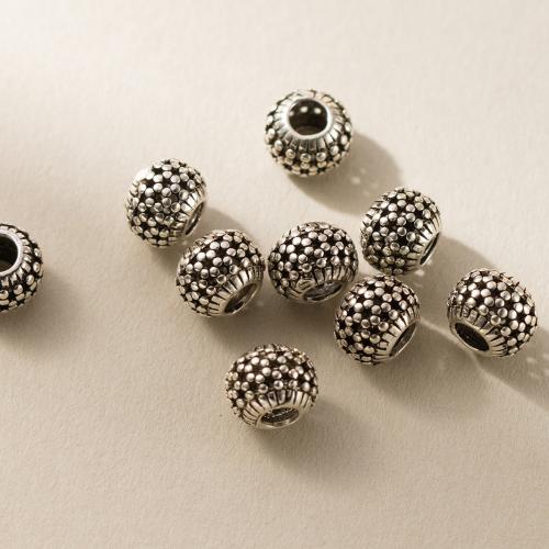 925 Sterling Silber Perlen, DIY, originale Farbe, 7.50x5.50mm, Bohrung:ca. 3.3mm, verkauft von PC