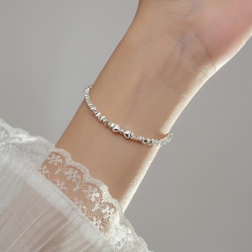 Bracelets en argent sterling, argent sterling 925, avec 4CM chaînes de rallonge, fait à la main, pour femme, argent, Longueur Environ 16.5 cm, Vendu par PC