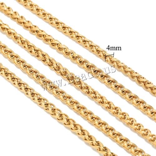 Rustfrit stål Rope Chain, 304 rustfrit stål, forgyldt, du kan DIY, flere farver til valg, 4mm, Solgt af m