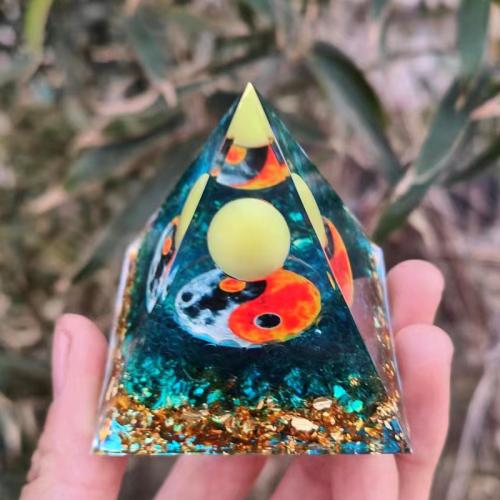 Resin Pyramid Decoration with Gemstone Pyramidal Sold By PC