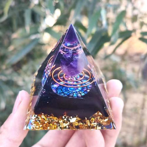 Resin Pyramid Decoration with Gemstone Pyramidal Sold By PC