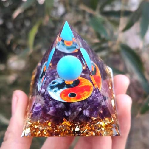 Resin Pyramid Decoration with Gemstone Pyramidal Sold By PC